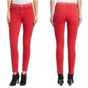 Rag & Bone High Rise Skinny 5 pocket Jeans In Bull Red size 29